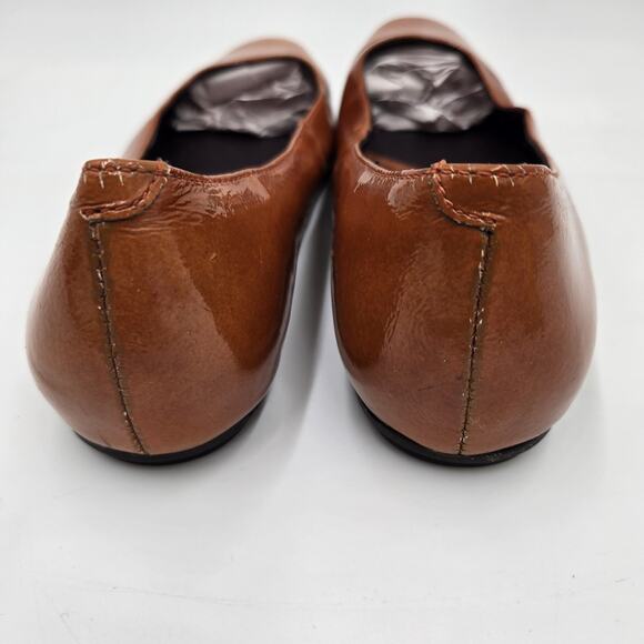 Born Ballet Flats Women 9 Brown Orange Patent Leather Slip On Square Toe Comfort - Picture 4 of 7